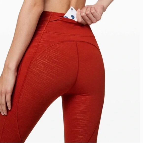 Lululemon Time To Sweat Crop 23" Stride Emboss Cayenne Size 4 - Picture 4 of 11